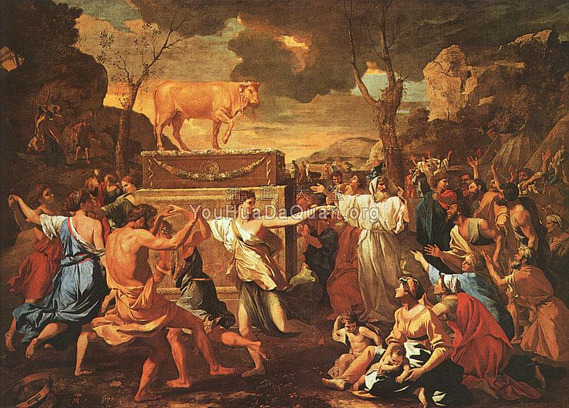 The Adoration of the Golden Calf, approx - 尼古拉斯·普桑
